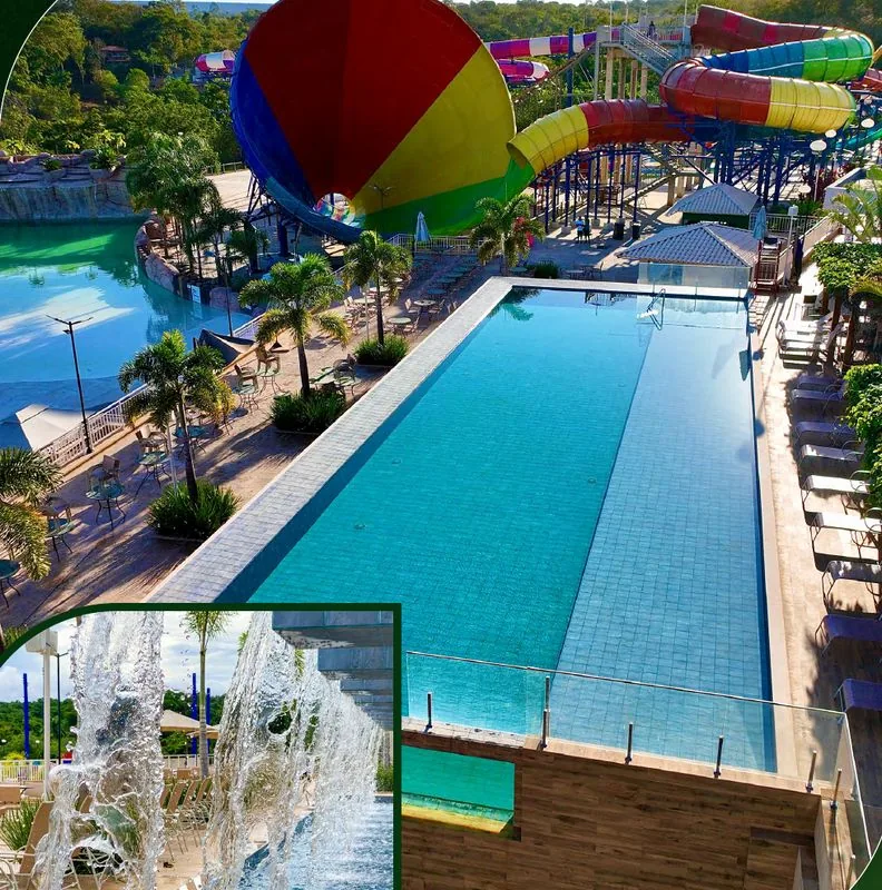Piscina de borda infinita com o lago ao fundo