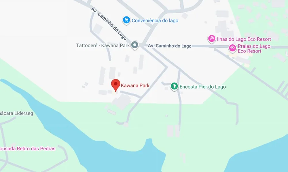 Mapa da região do Kawana Park, às margens do Lago Corumbá