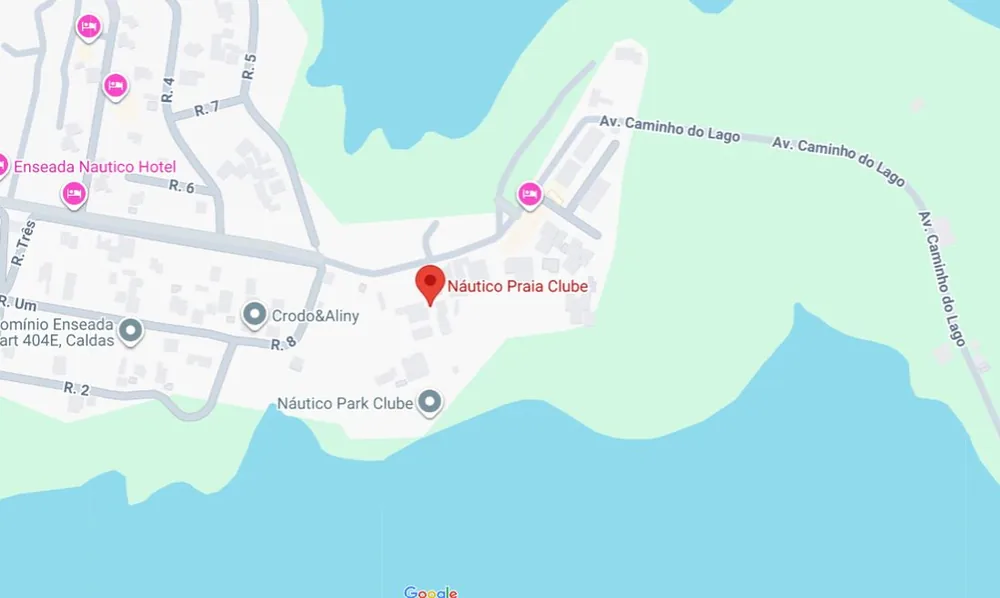 Mapa da região do Náutico Praia Clube, às margens do Lago Corumbá